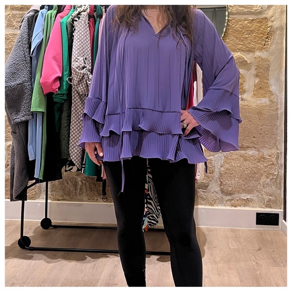 ShopEvelynne Tops - #65 Made in Italy Chic Boho Pleated Tunic Top